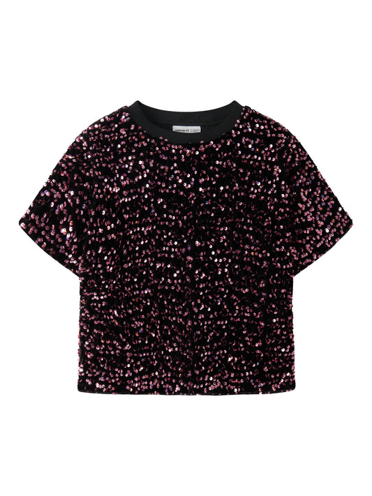 Name It Runica paljettopp flicka med rosa skimrande paljetter