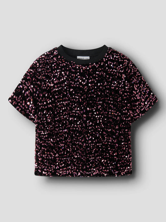 Name It Runica paljettopp flicka med rosa skimrande paljetter