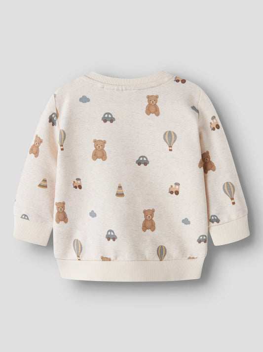 Baksida av Ragner babysweatshirt med nallar och bilar