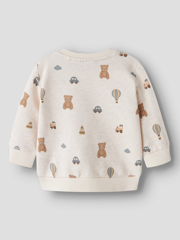 Baksida av Ragner babysweatshirt med nallar och bilar