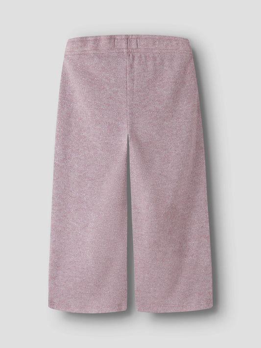 Rammi rosa glitterbyxor till flicka från Name It med vida ben, bakifrån