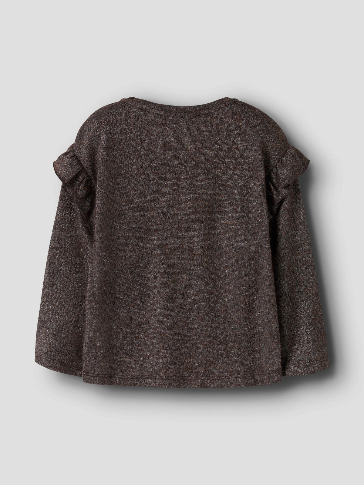 Rammi glittrig långärmad topp till flicka med volanger i brun från Name It