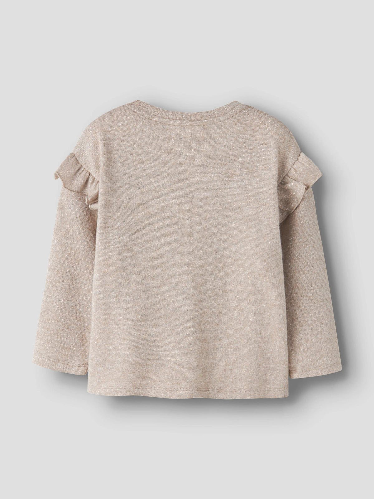 Rammi glittrig långärmad topp till flicka med volanger i beige från Name It