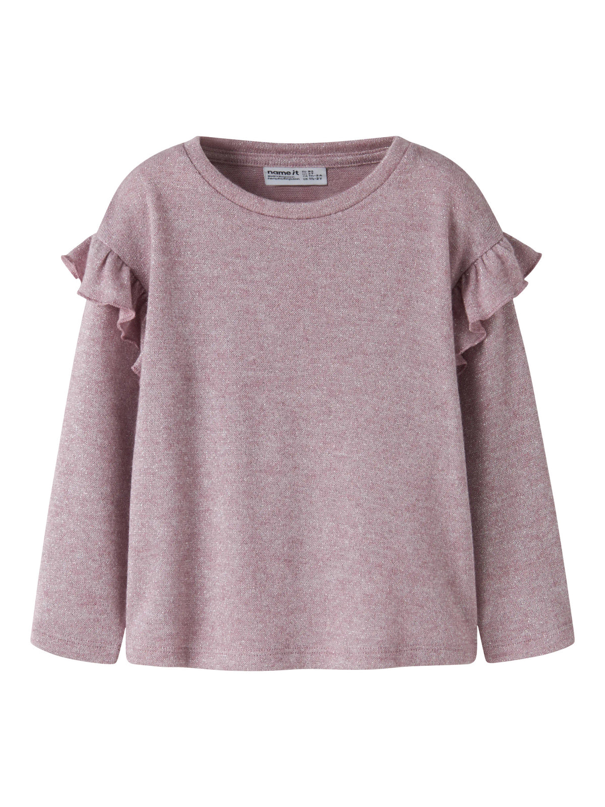 Rammi glittrig långärmad topp till flicka med volanger i rosa från Name It
