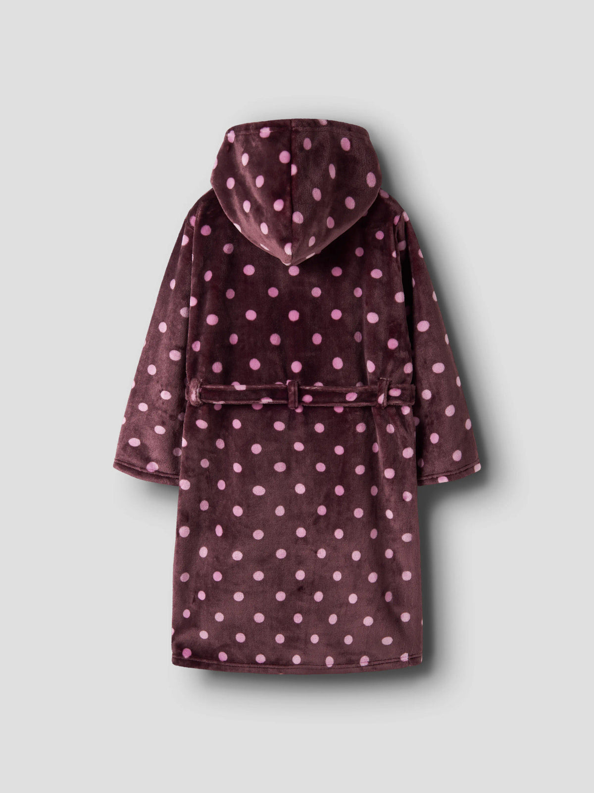 Name It Reteq prickig morgonrock i velour för flicka med huva skärp och fickor bakifrån