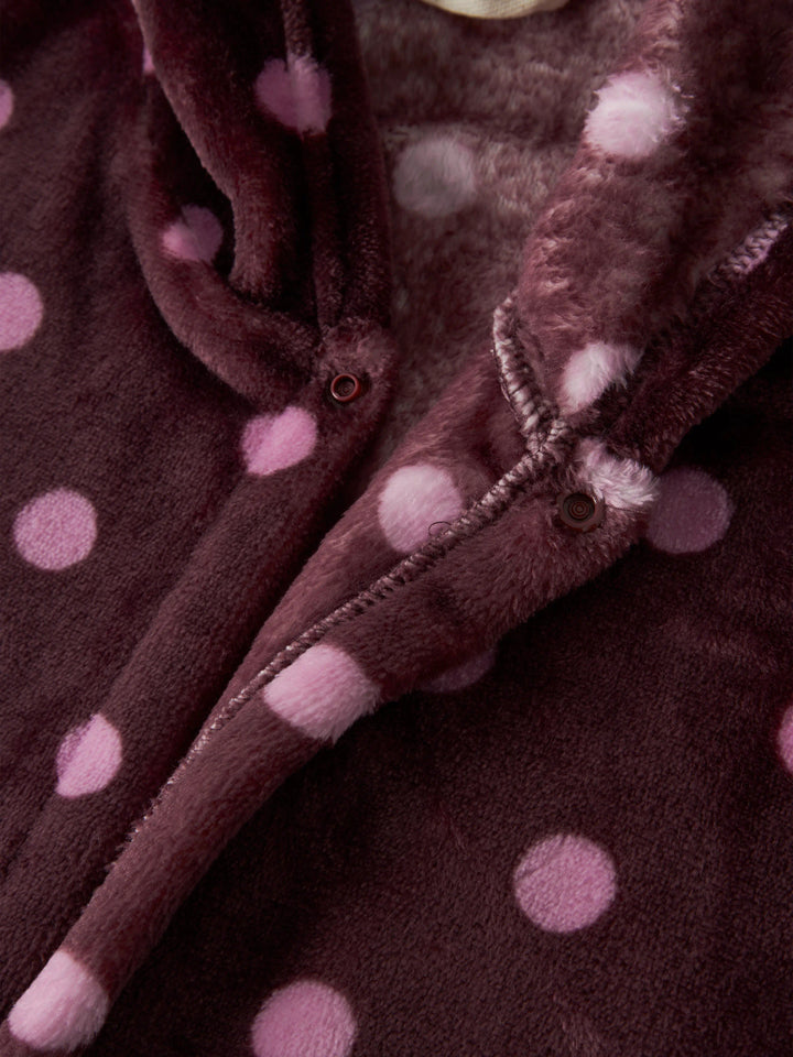 Name It Reteq prickig morgonrock i velour för flicka med huva skärp och fickor framifrån