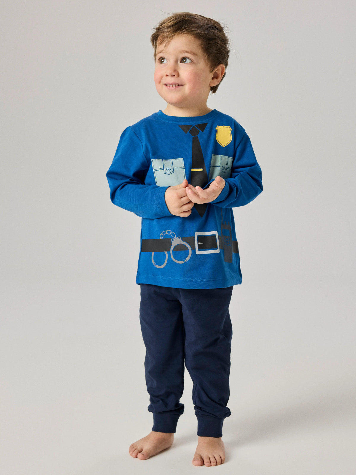 Name It Rasiq blå pyjamas pojke tvådelad med polismotiv