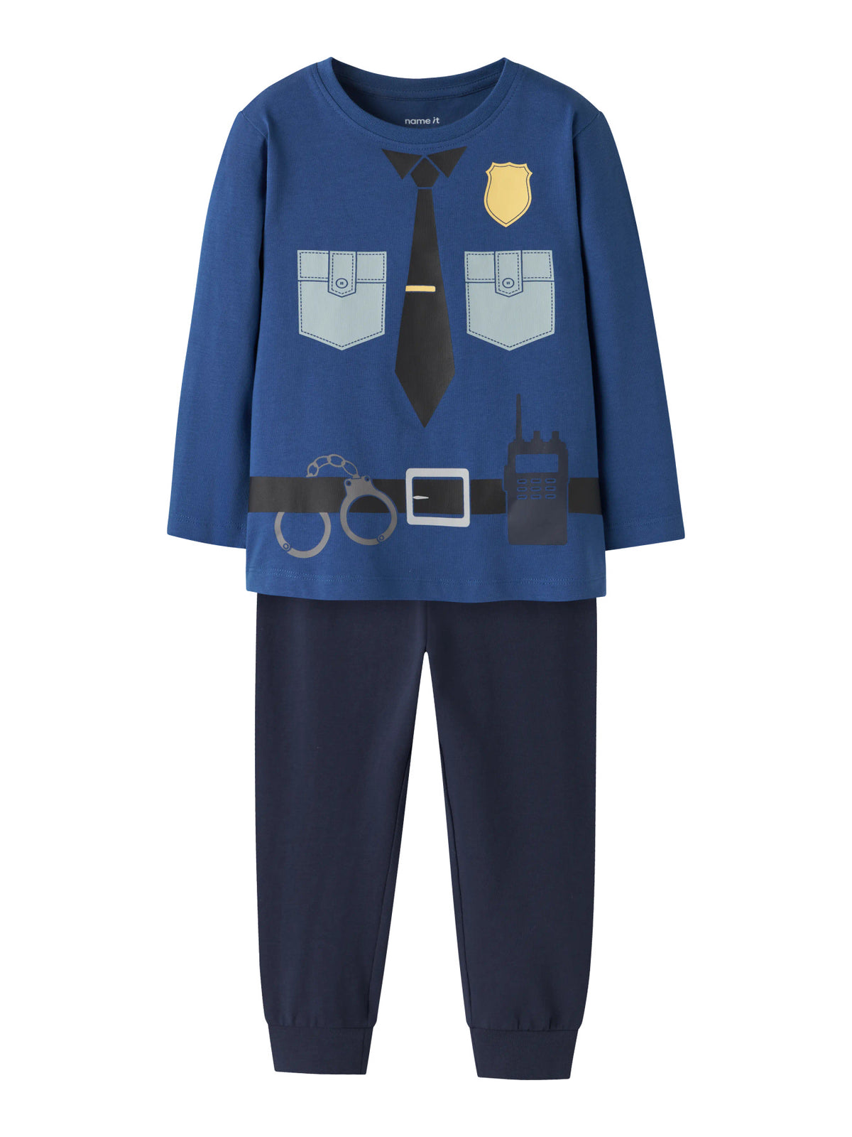 Name It Rasiq blå pyjamas pojke tvådelad med polismotiv