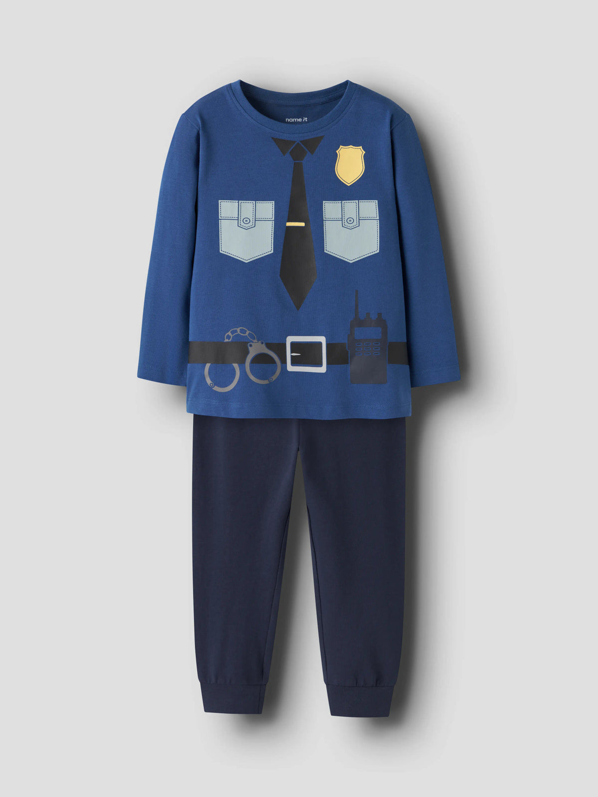 Name It Rasiq blå pyjamas pojke tvådelad med polismotiv