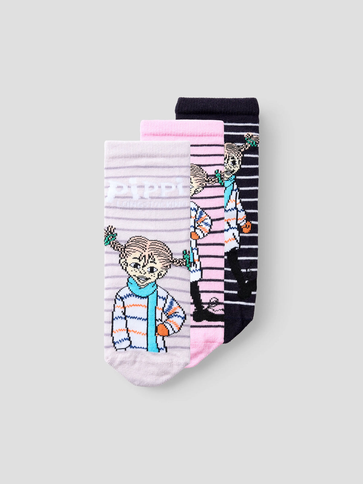 Pippi Långstrump strumpor 3-pack mini flicka Lavender Gray 1XEVENING B+1XLAVENDER G+1XFULL B P