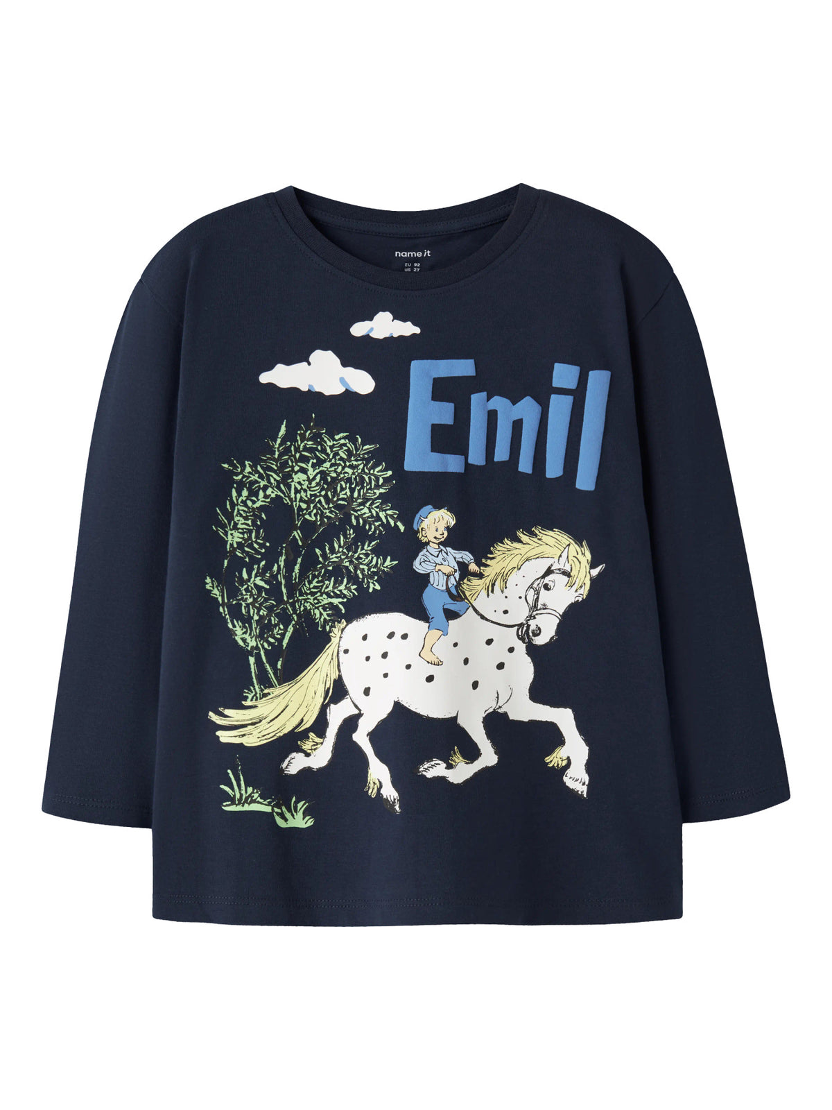 Name It Olson Emil i Lönneberga långärmad tröja för pojke med Emil på häst