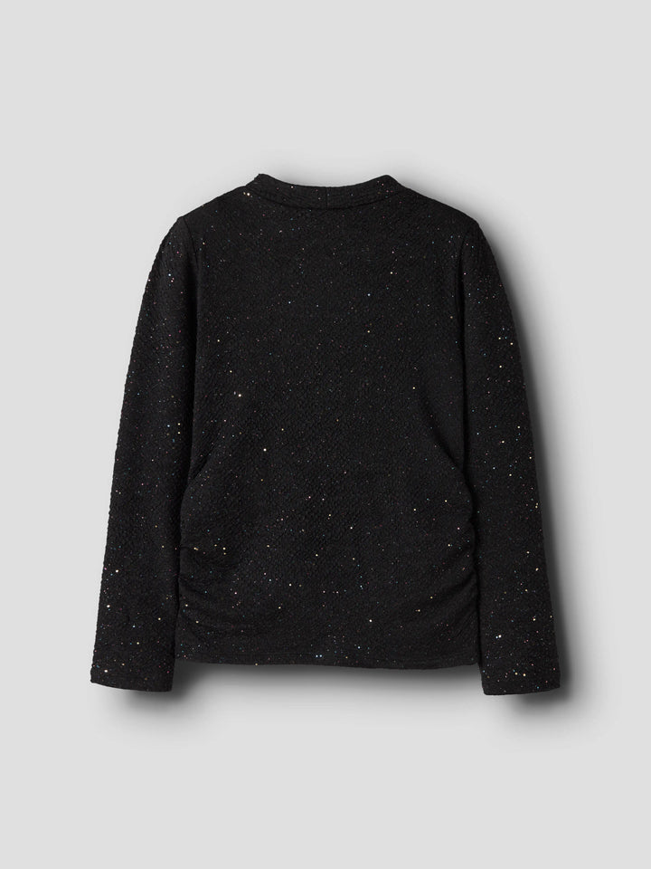 Name It Retna glittrig svart topp med hög hals för flicka bakifrån