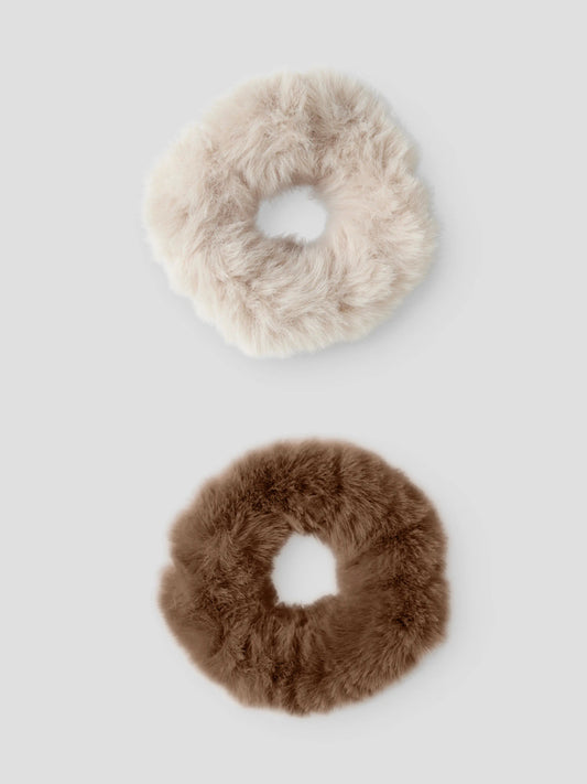 Rifluffy fluffiga hårsnoddar 2-pack i beige och brunt från Name It