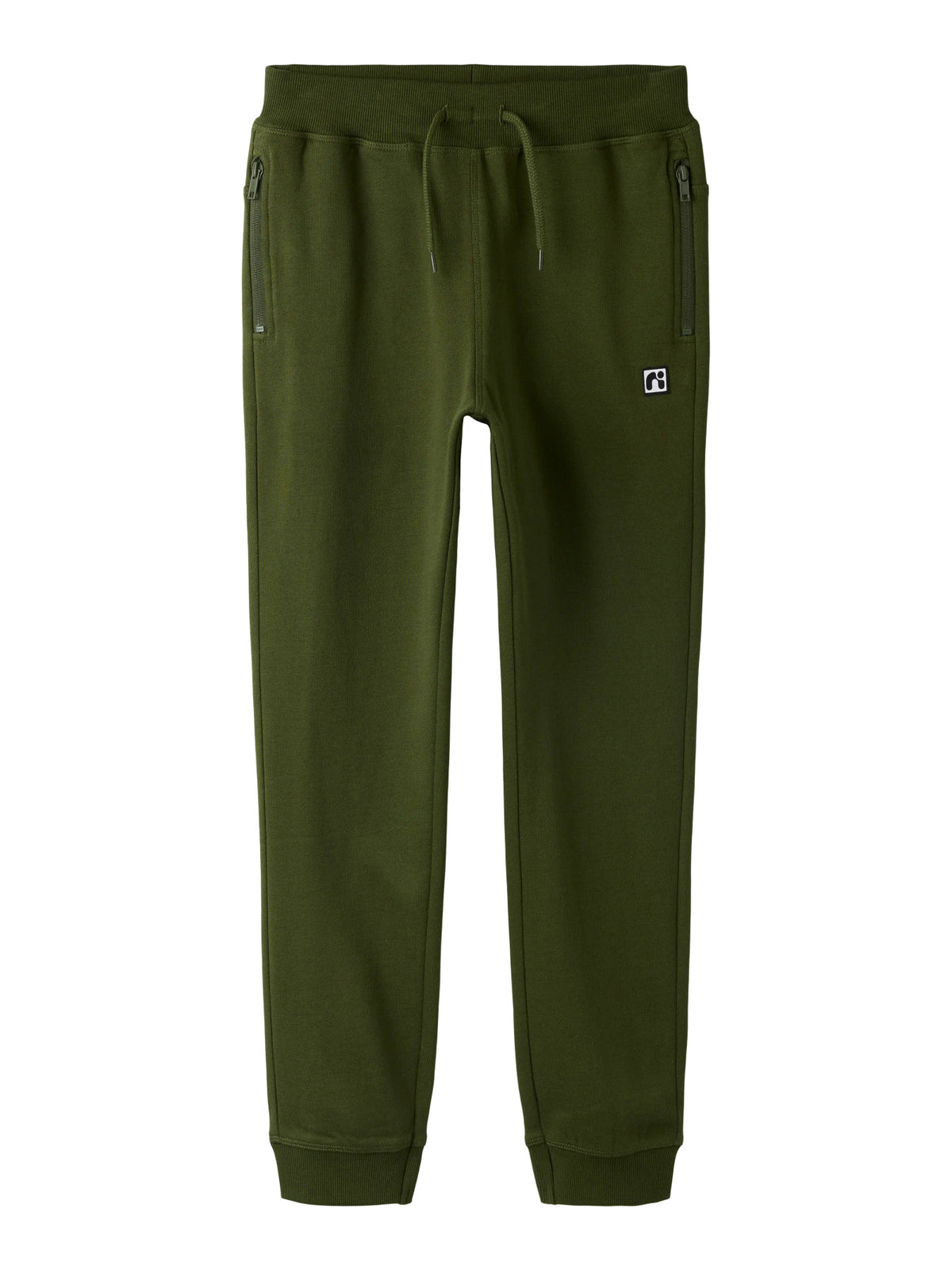 Name It Flo mörkgröna sweatpants Rifle Green med dragsko och fickor med dragkedja för pojke kids