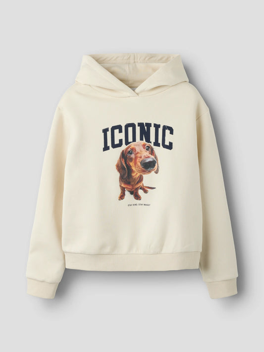 Birch Sera hoodie med hundmotiv från Name it, framifrån – 13262768