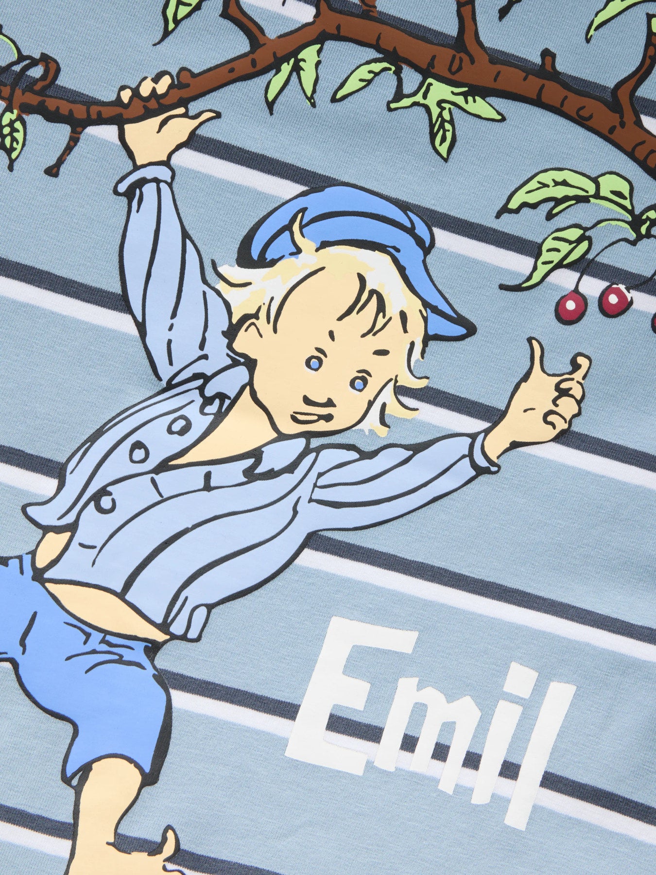Name It Alf Emil långärmad randig tröja för pojke mini i Ashley Blue med Emil i Lönneberga i körsbärsträdet