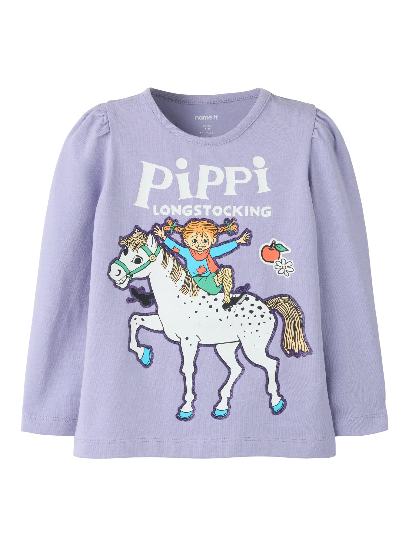 Name It Anna lila långärmad tröja med Pippi Långstrump och Lilla Gubben för mini flicka.