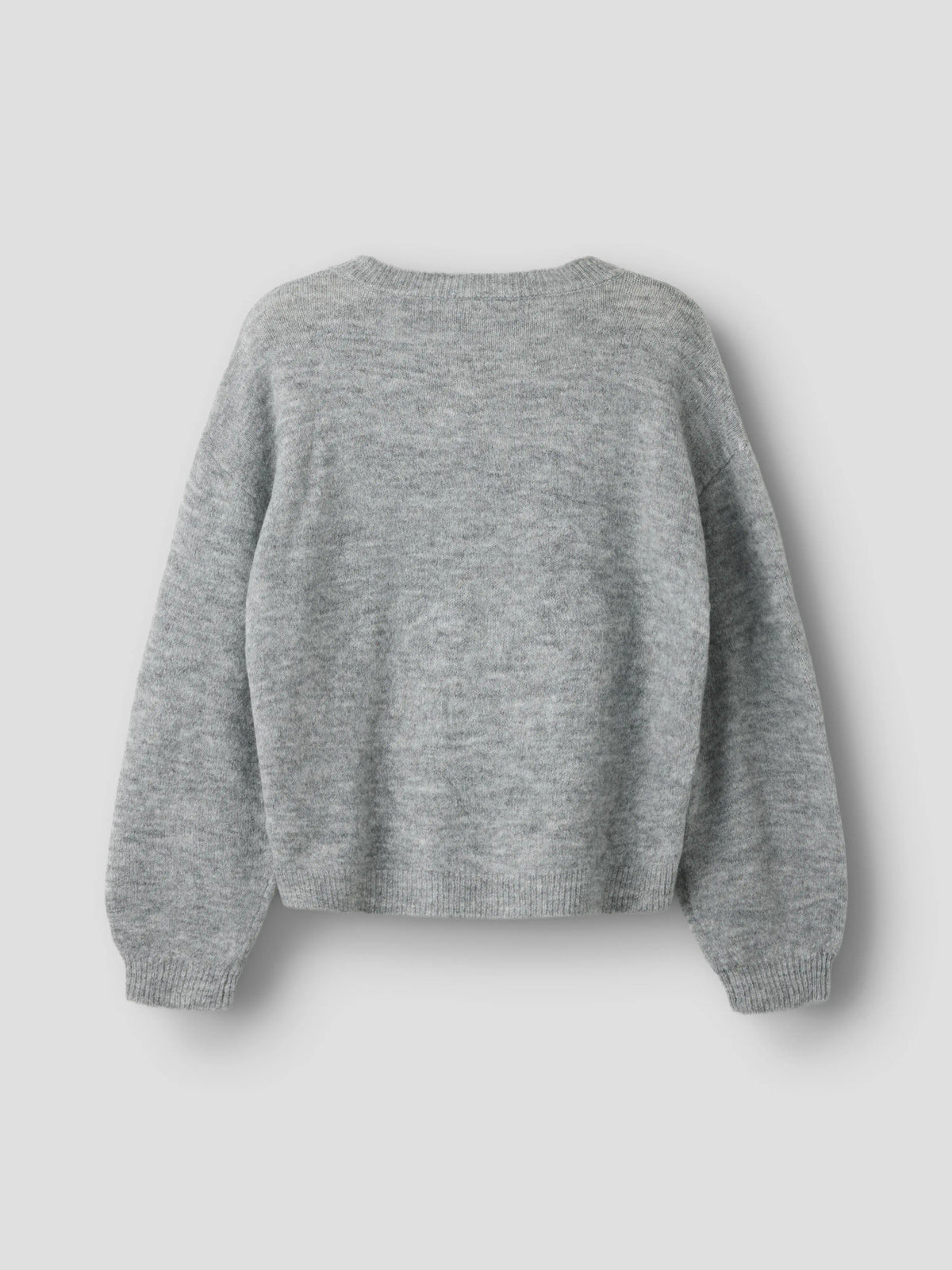 Name It Ogusse grå stickad tröja kids flicka med cremevita hjärtan