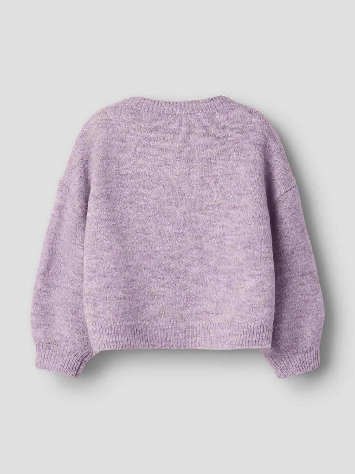 Name It Ogusse ljuslila stickad tröja mini flicka med cremevita hjärtan