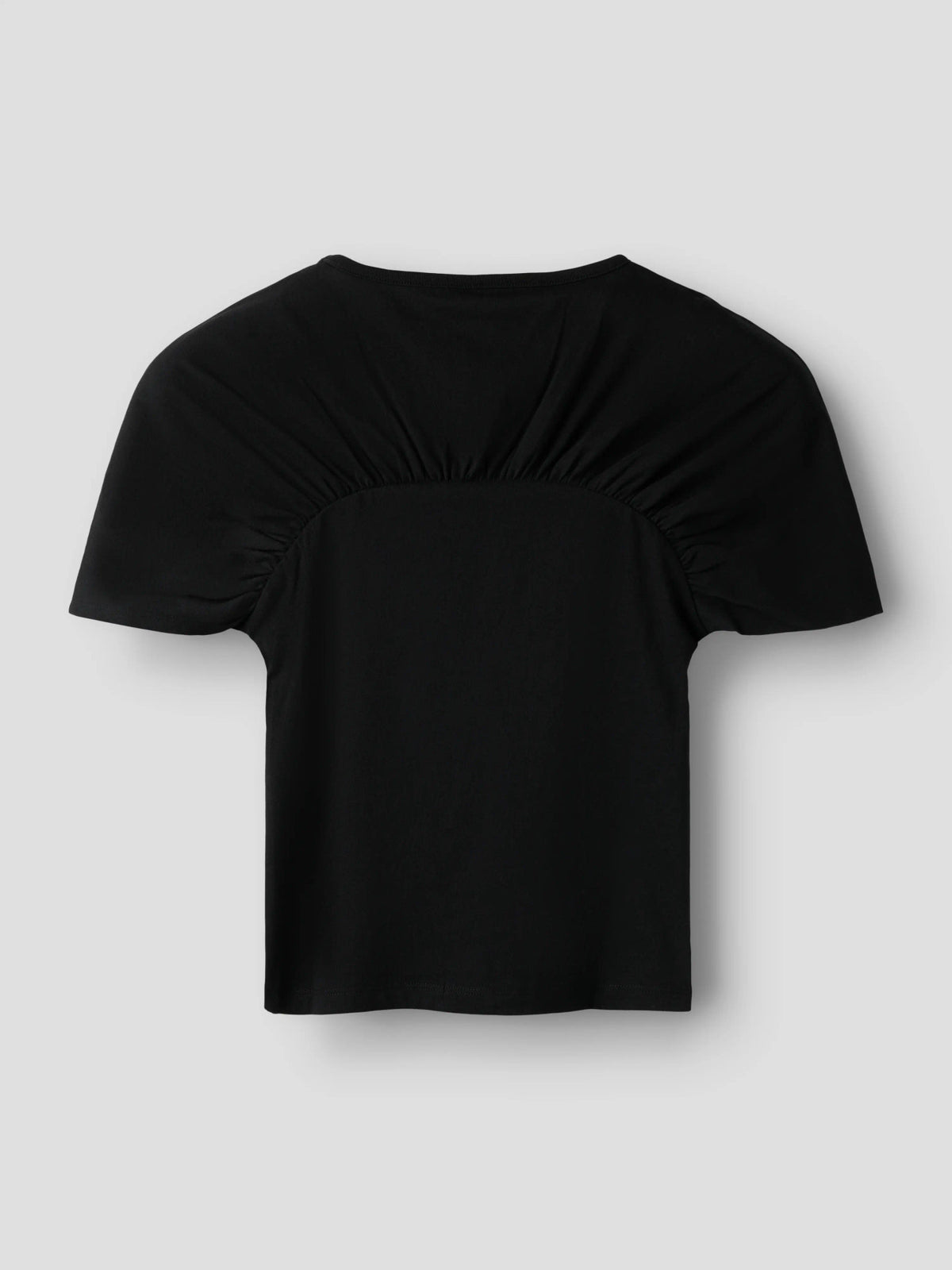 Name It Nalia svart t-shirt med rynkdetalj för flicka kids – 13263238