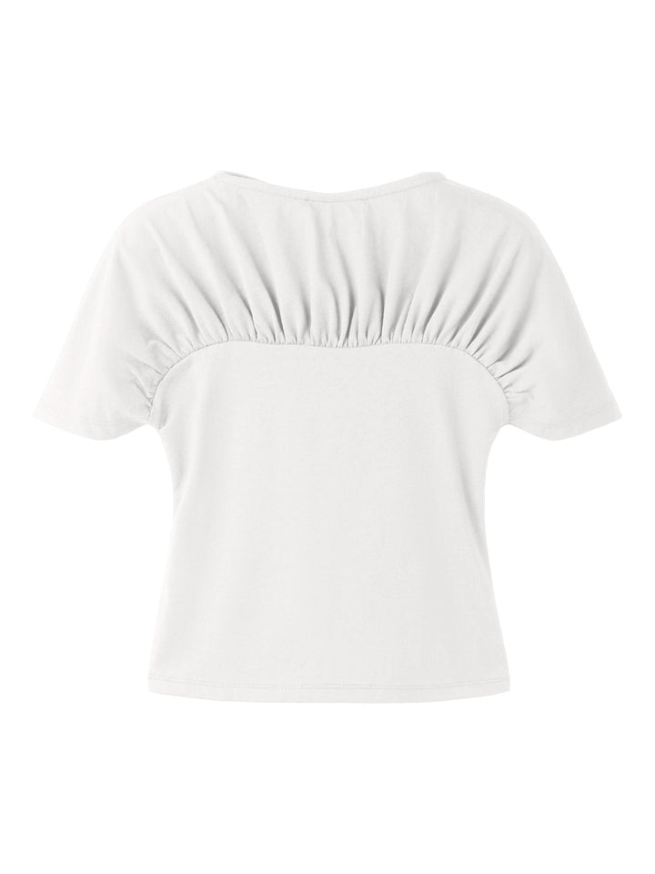 Name It Nalia t-shirt Cloud Dancer med rynkdetalj för flicka kids – 13263238