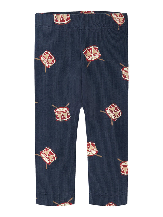 Name It Ristmas marinblå leggings baby pojke med röda jultrummor