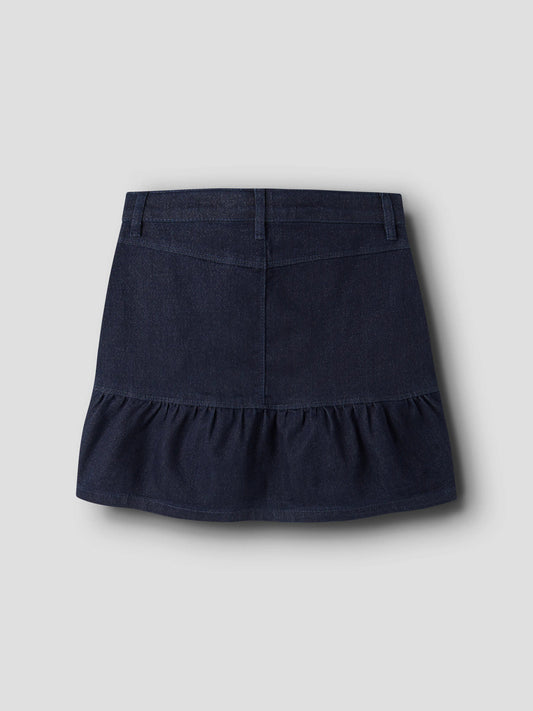 Name It Liv mörkblå denimkjol med glitter och volang för flicka kids – 13263614