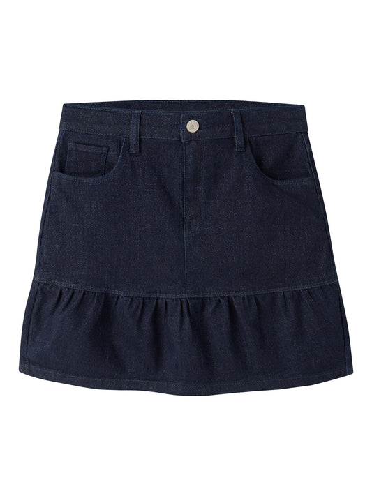 Name It Liv mörkblå denimkjol med glitter och volang för flicka kids – 13263614