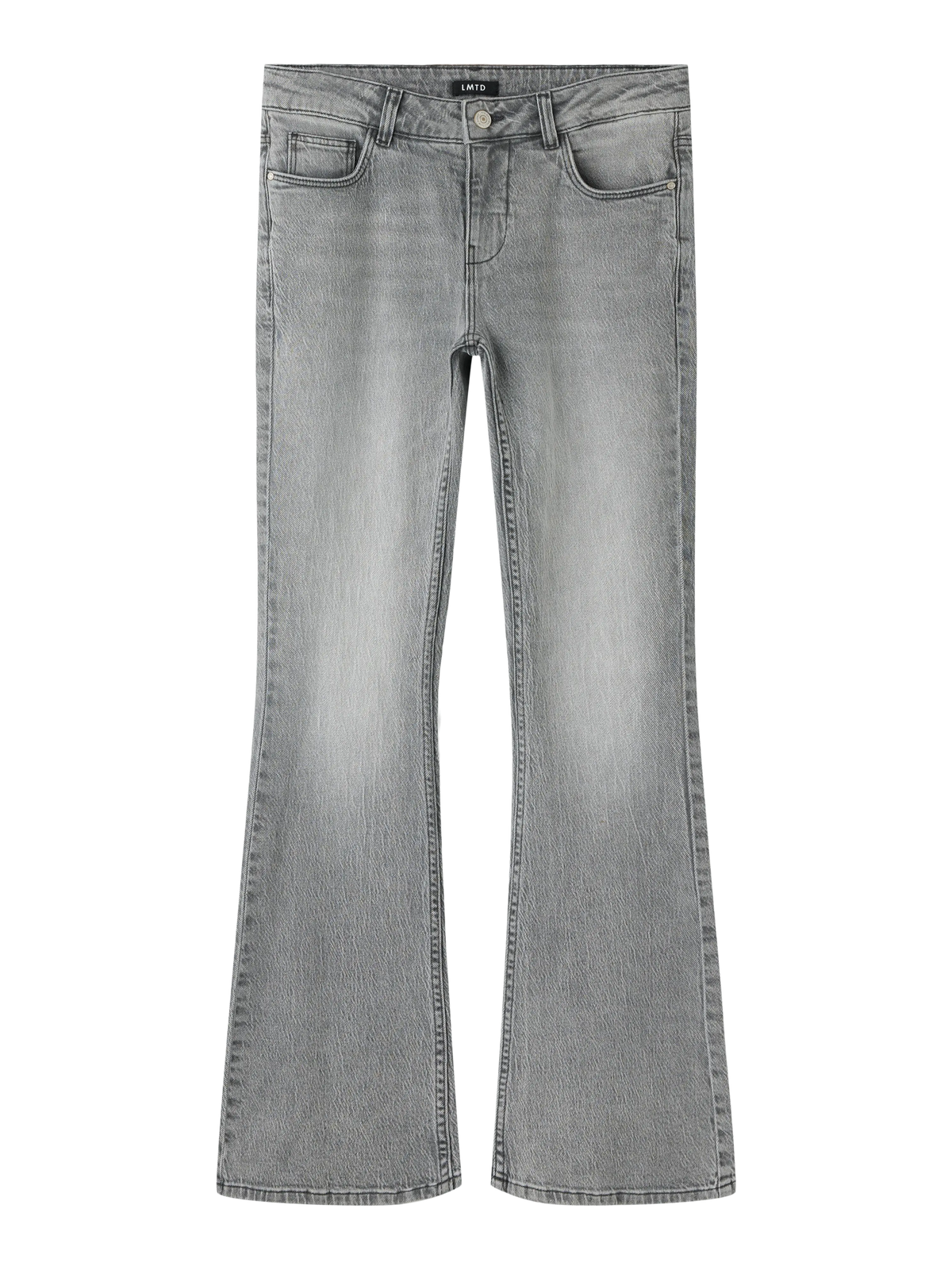 Medium Grey Denim Binaflap utsvängda jeans för barn flicka från LMTD, framifrån