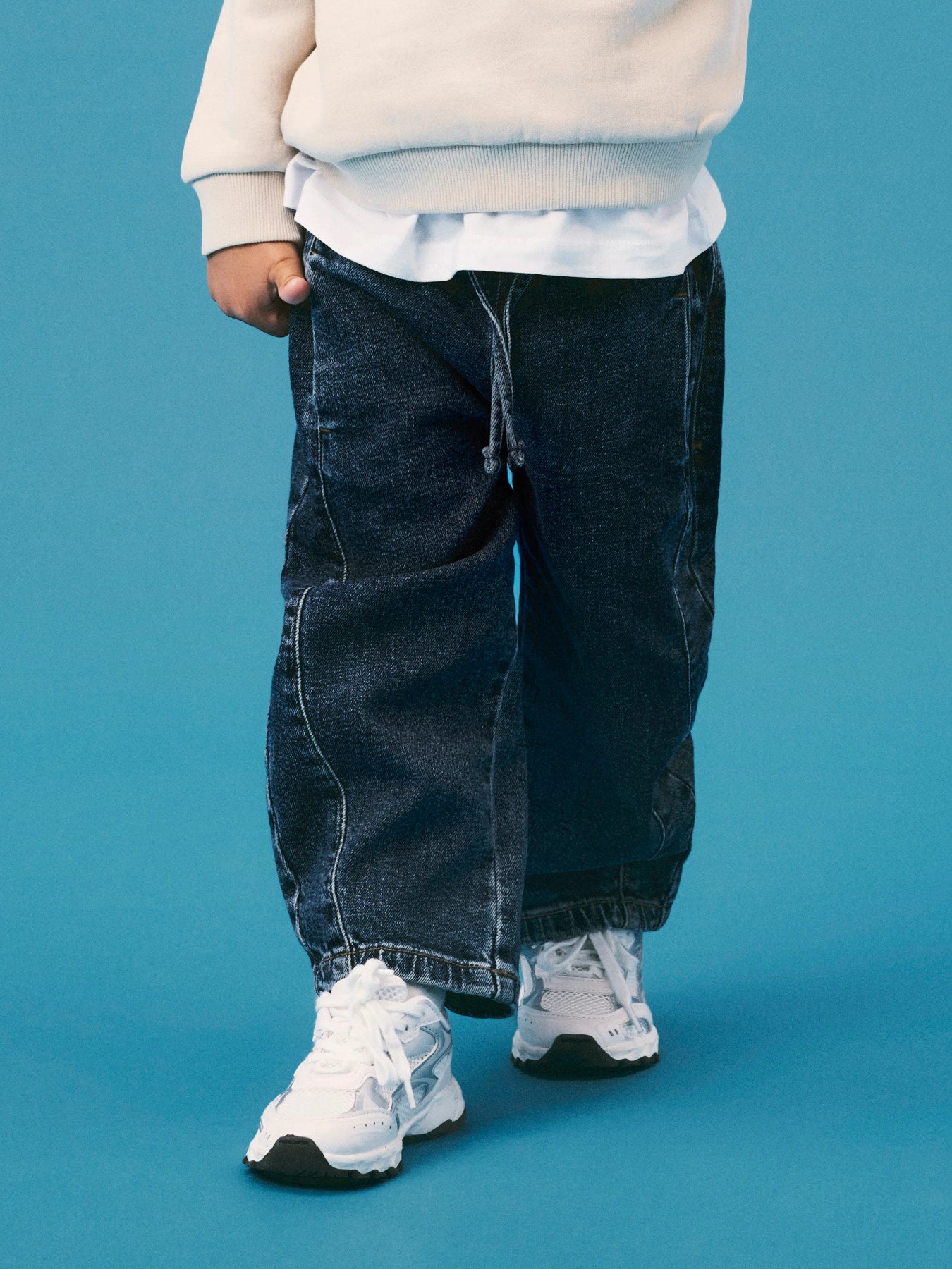 Blå barrel jeans med ledig passform för barn från Name It