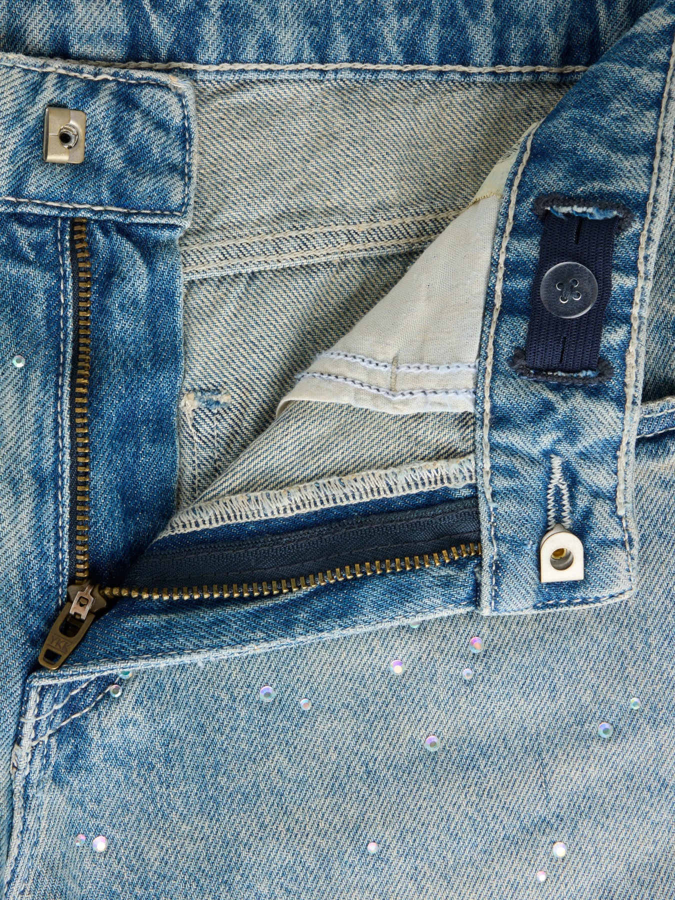 Name It Bella wide jeans med rhinestones i Vintage Medium Blue Denim för kids flicka.