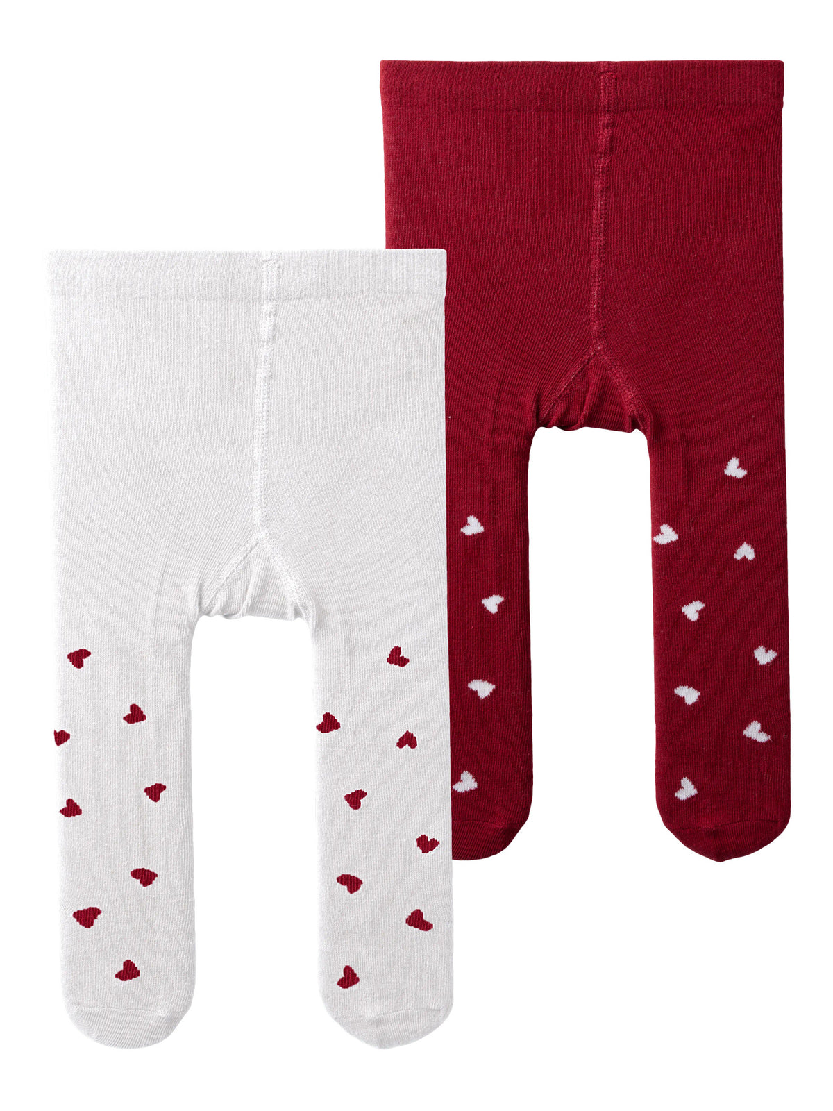 Name It Vichristmas julstrumpbyxor 2-pack babyflicka vita och röda med hjärtan