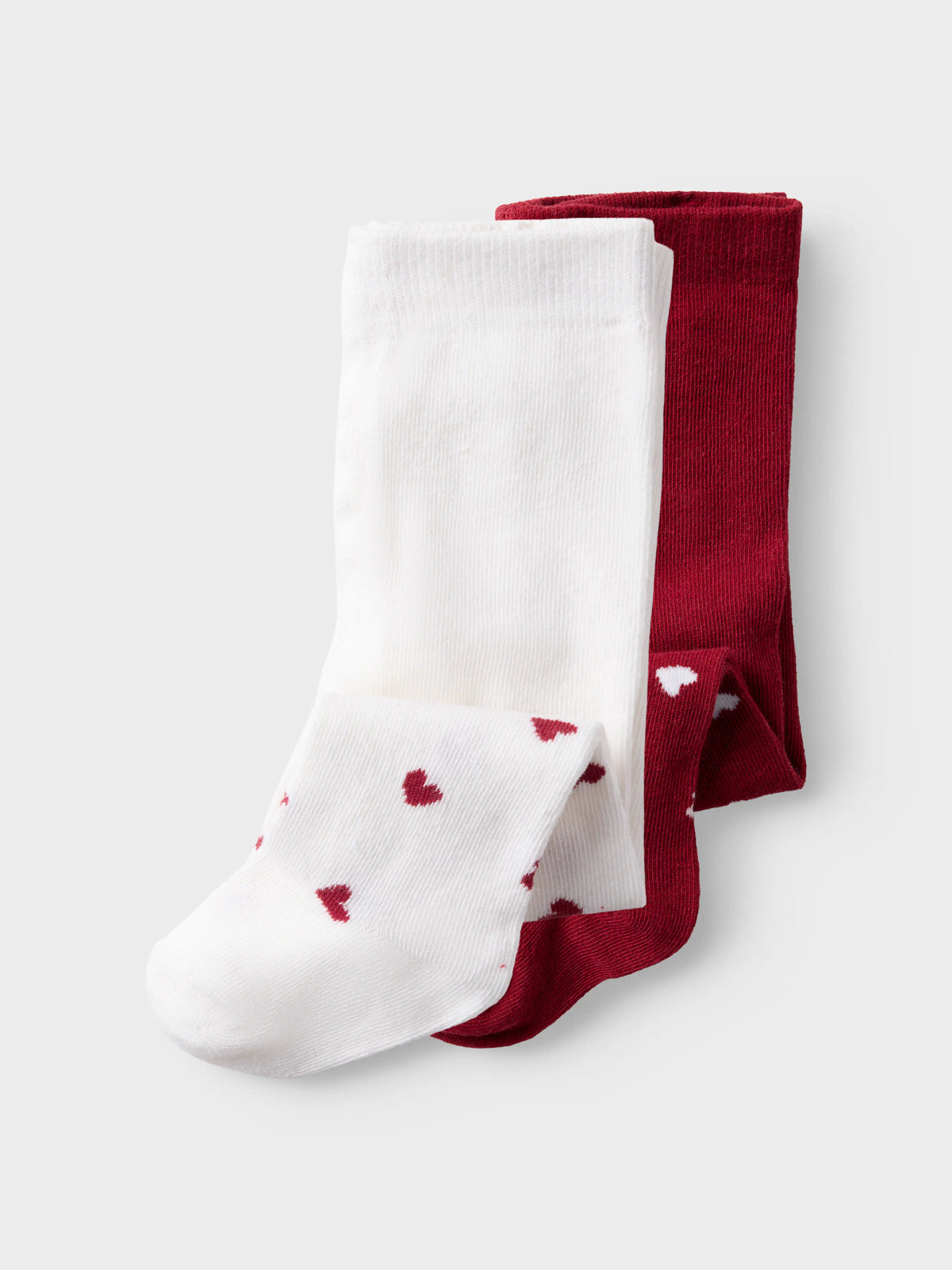 Name It Vichristmas julstrumpbyxor 2-pack babyflicka vita och röda med hjärtan