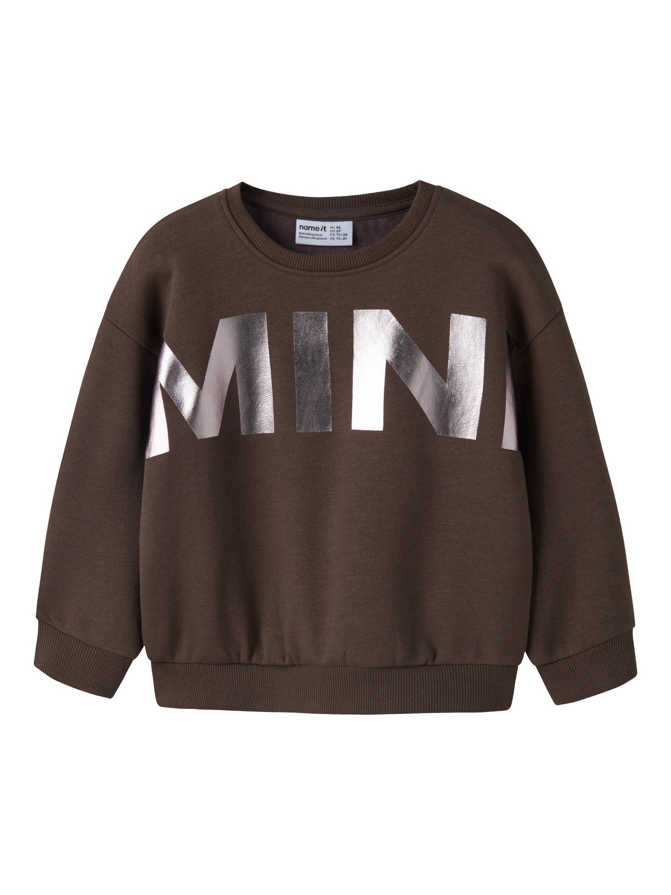 Name It Nille brun sweatshirt med glansigt MINI-tryck för flicka mini