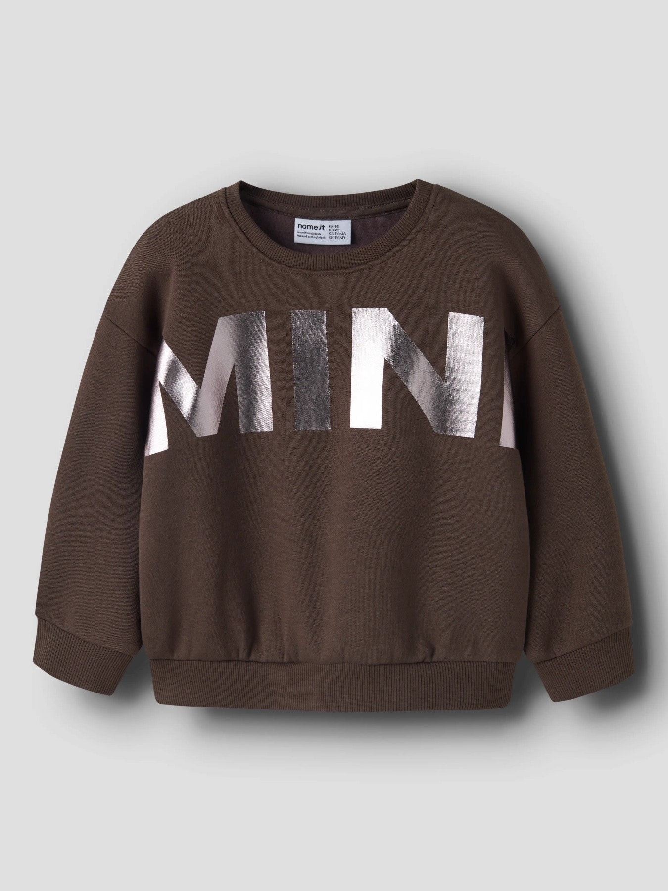 Name It Nille brun sweatshirt med glansigt MINI-tryck för flicka mini