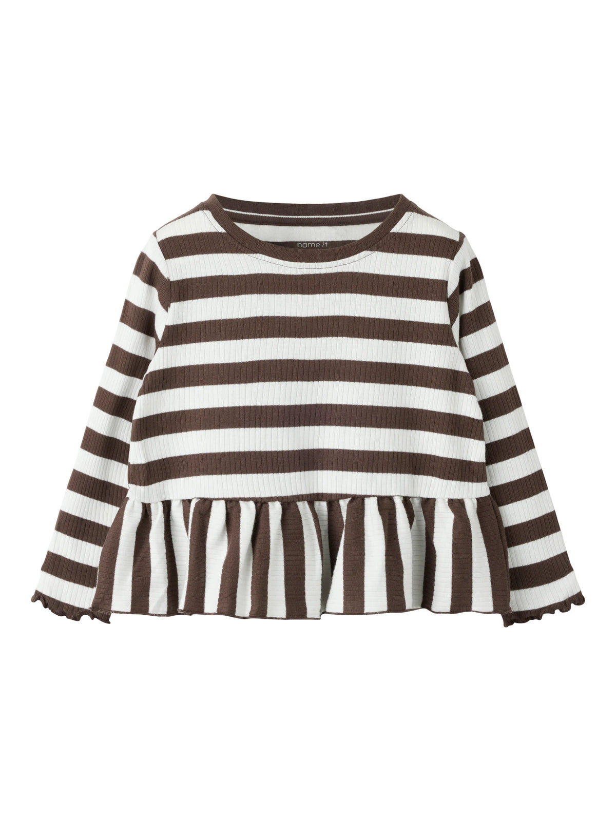 Name It Nilje randig peplumtröja för flicka mini Chocolate Brown – 13264924