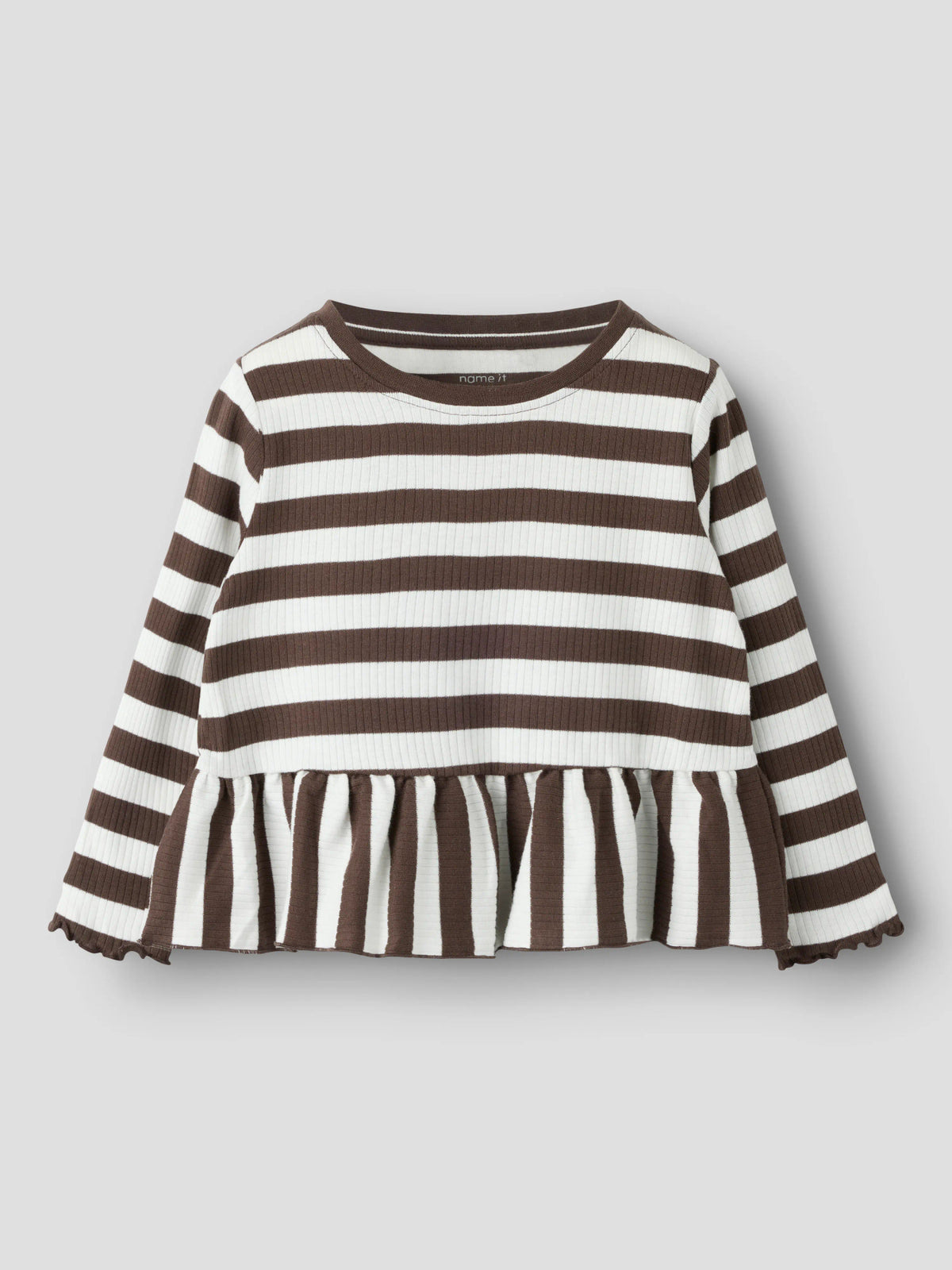 Name It Nilje randig peplumtröja för flicka mini Chocolate Brown – 13264924