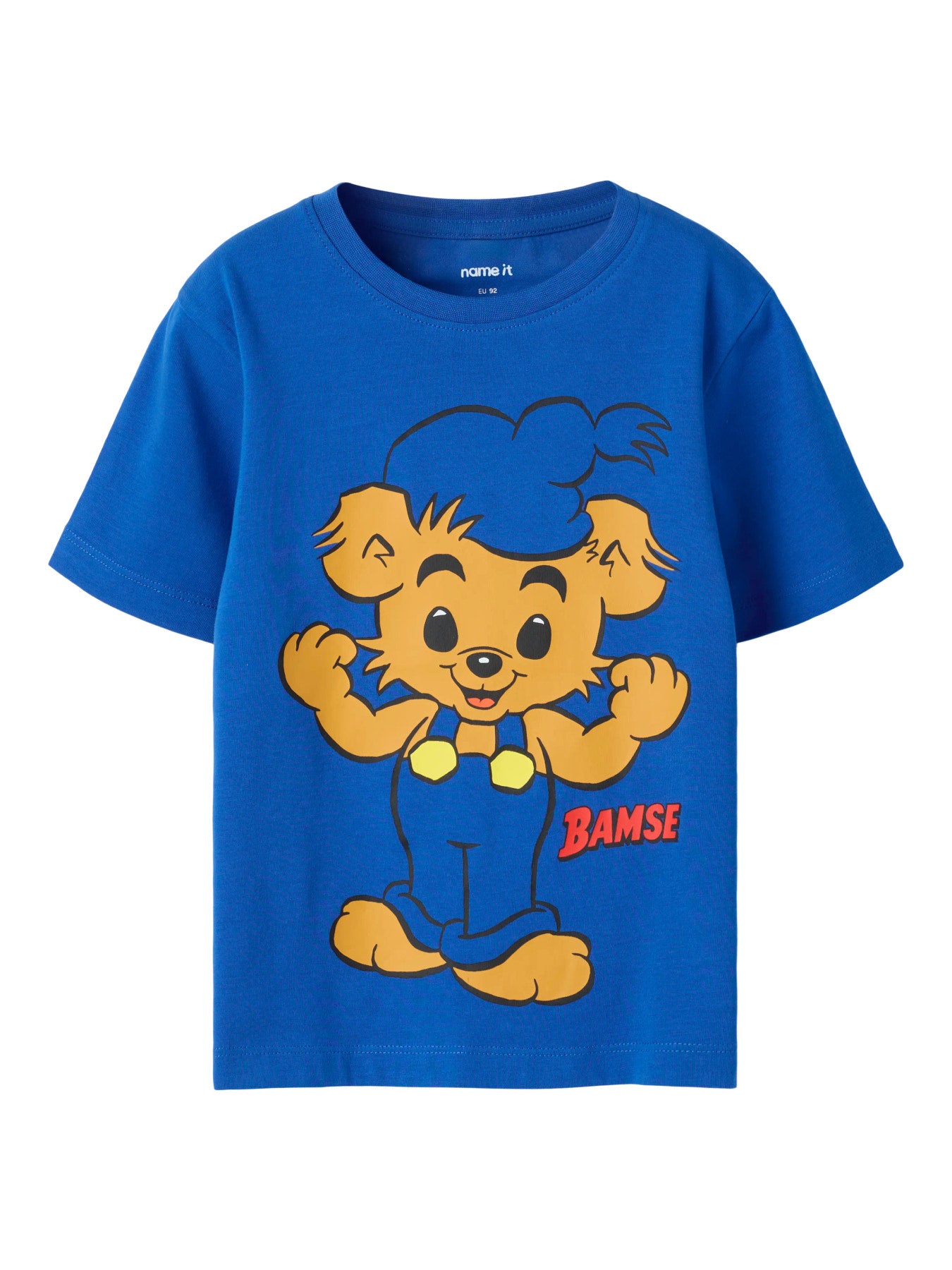 Kortärmad Bamse t-shirt i Strong Blue från Name It för pojke.