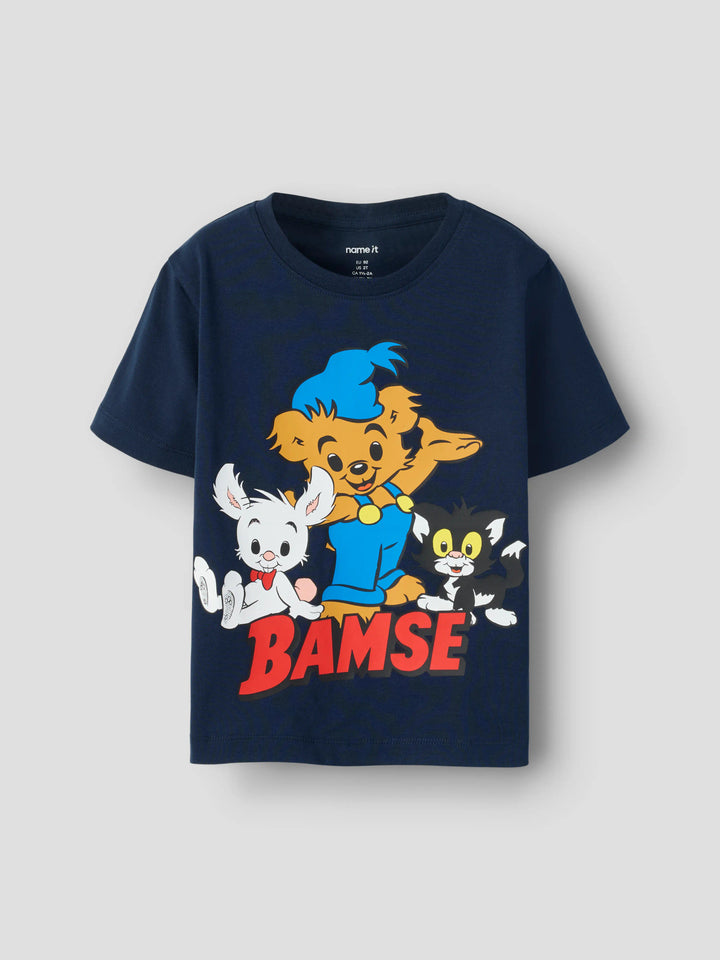 Kortärmad Bamse t-shirt i Navy Blazer från Name It för pojke.