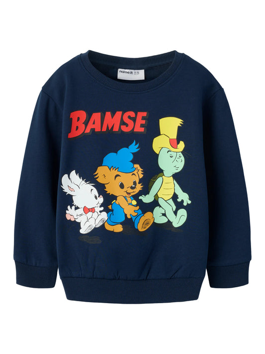 Name It Mumle Bamse sweatshirt för pojke mini Navy Blazer med Bamse Lille Skutt och Skalman – 13265035