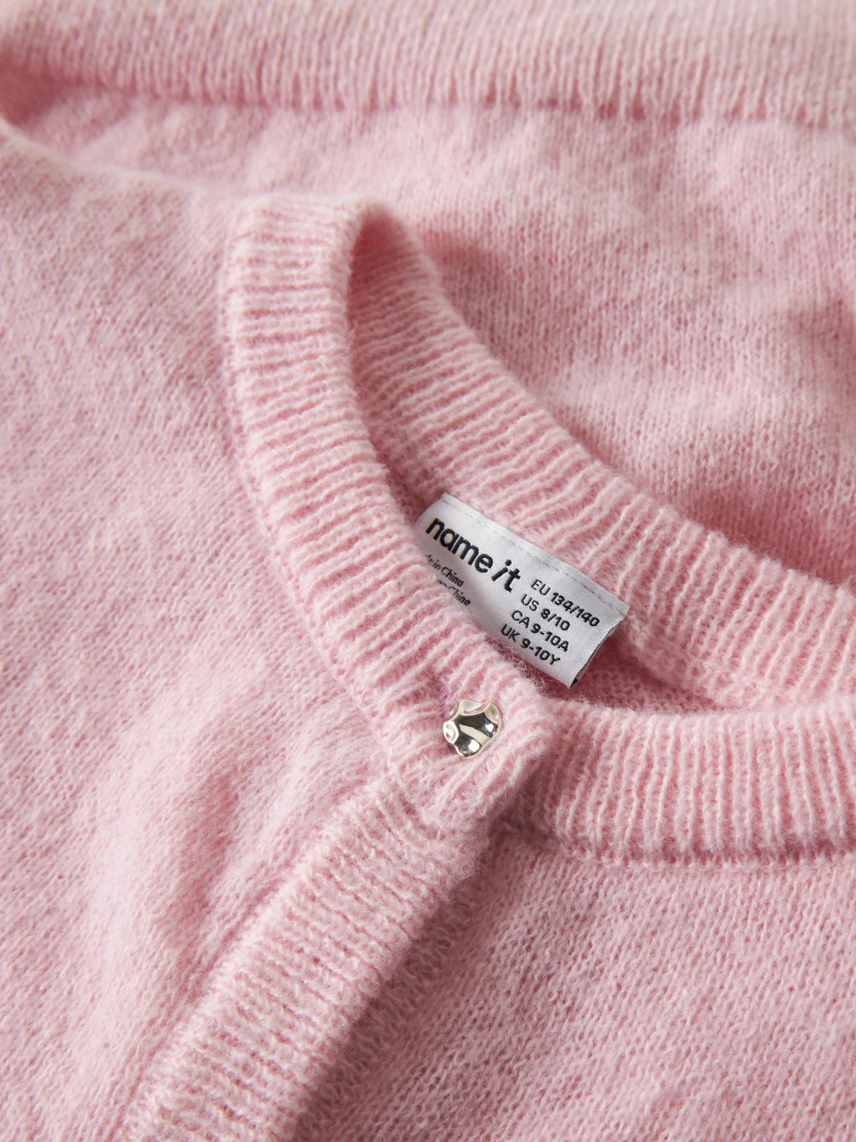 Name It Nellie stickad rosa kofta med puffärm för flicka kids