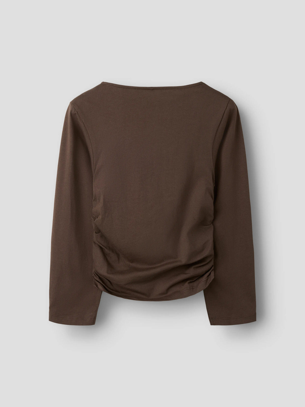 Name It Nabella långärmad topp för flicka kids Chocolate Brown med rynkdetalj och textprint – 13265073