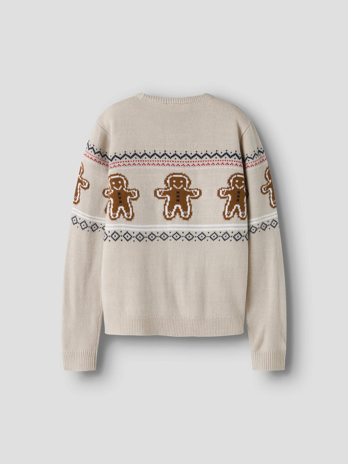Name It Rismas stickad jultröja barn unisex beige med pepparkaksgubbar och julmönster