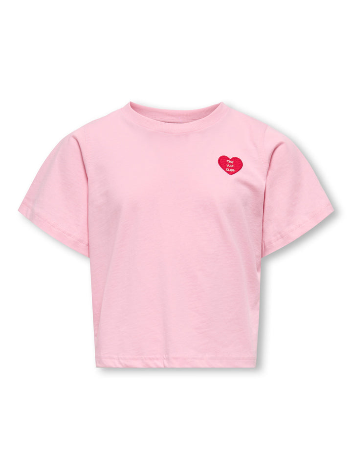 Rosa kortärmad t-shirt till flicka. Only barn tröja, rosa med rött hjärta. T-shirt, topp i enfärgat rosa till tjej, short topp.
KOGLIVINA S/S O-NECK SOLID TOP JRS
15370019