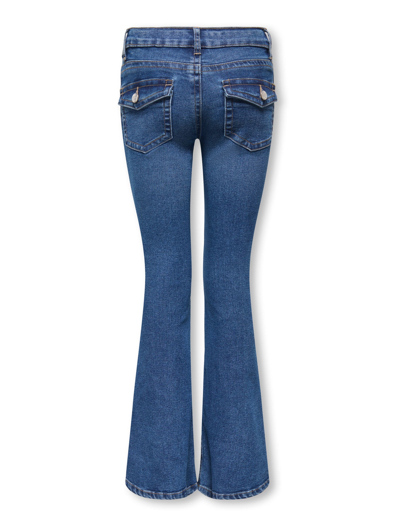 Kids Only Phoebe lågmidjade utsvängda jeans i mellanblå denim på ungdomstjej