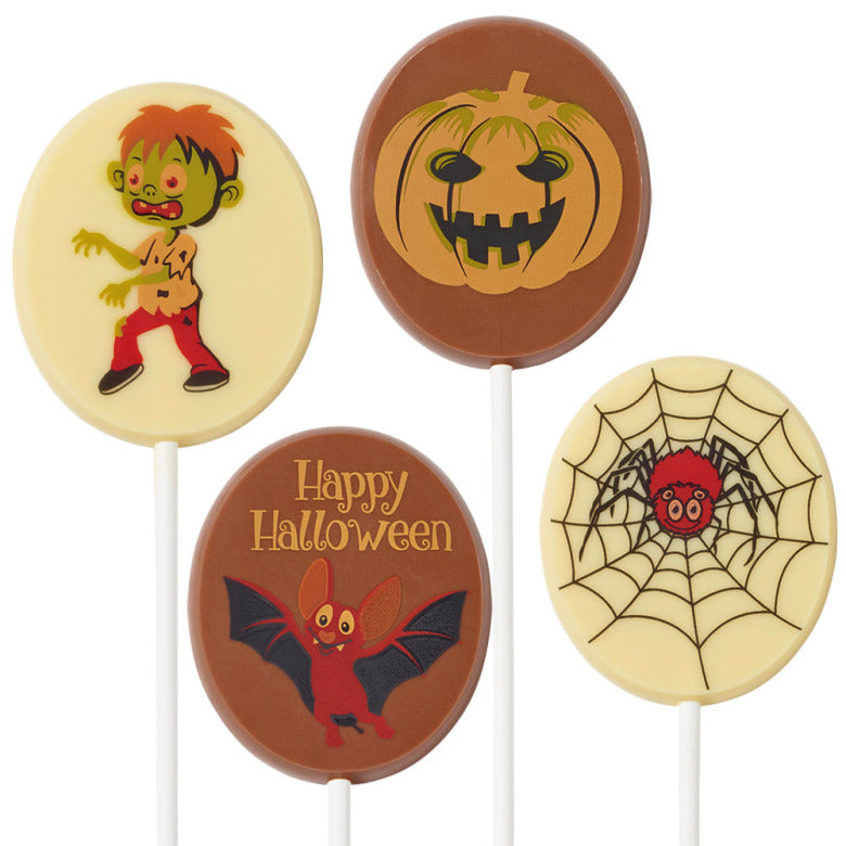 Choklad klubbor halloween. Zombie, spindel, pumpa och spindel. 