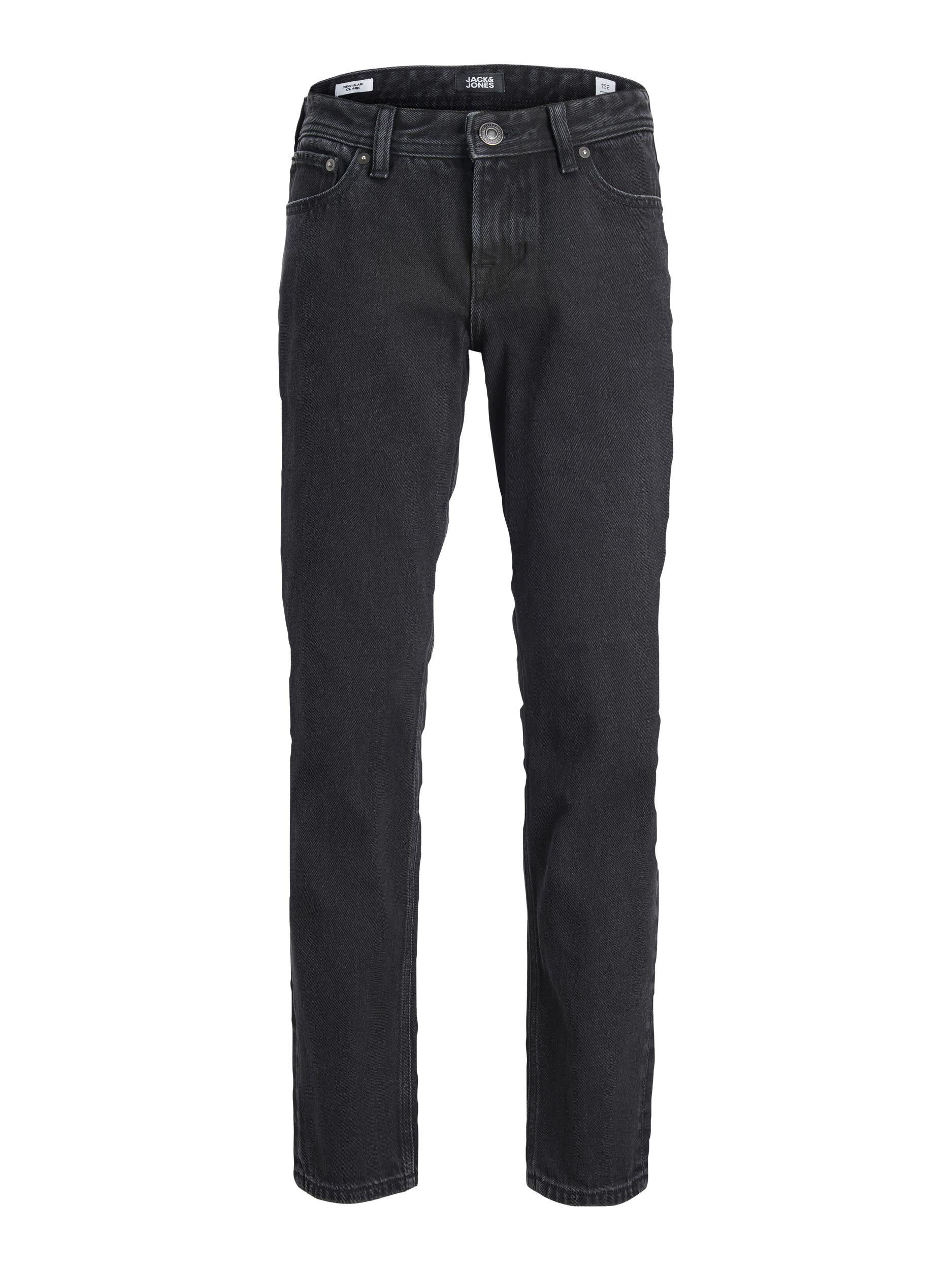 Svart jeans Clark från Jack & Jones till kille, pojke ungdom. Snygg avslappnad modell i mörkt grå svart lite tvättad look. 