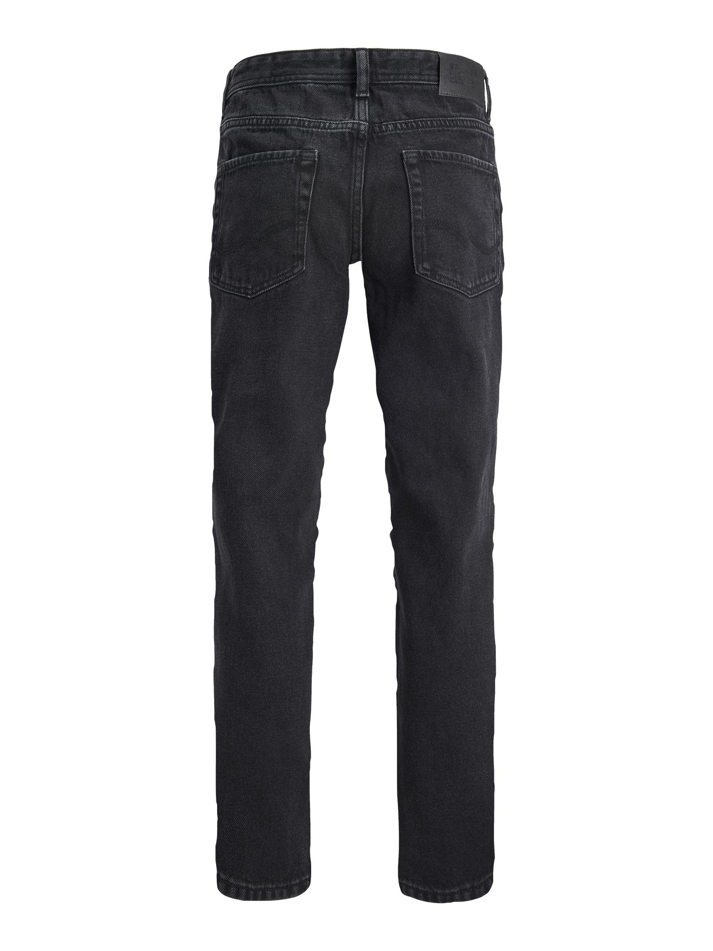 Svart jeans Clark från Jack & Jones till kille, pojke ungdom. Snygg avslappnad modell i mörkt grå svart lite tvättad look. 