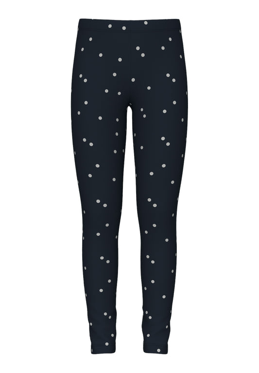 Bas leggings med glitter detaljer till flicka, tjej. Håll det enkelt och bekvämt för ditt barn att skapa en cool outfit med mjuka och stretchiga leggings. Jersey är ett lätt och stretchigt tyg med en mjuk yta och insida för en bekväm känsla och rörelsefrihet.  Produkttyp: Leggings Tryck : Glittertryck för en gnistrande och cool look Passform: Normal passform  Huvudmaterialet i denna produkt innehåller minst 50 % bomull under omvandling, odlad med metoder och material som godkänts av ekologiska jordbruksstan