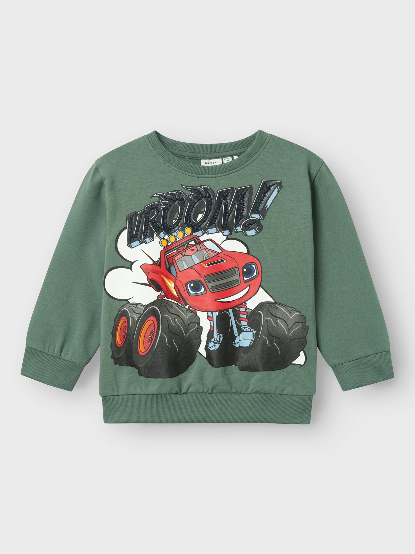 Sweatshirt tröja med print av Blaze. Cool grön bil tröja till pojke, kille. 